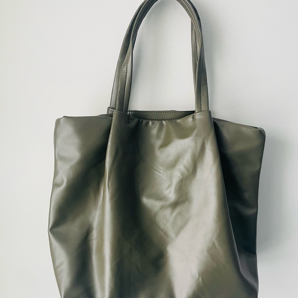 Neiman Marcus Olive Leather Tote Bag
